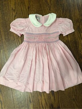 Classic Pink Smocked Peter Pan Collar Kids Dress